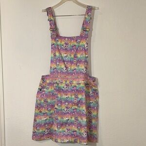 Jambats Rainbow Kawaii Print Overall Dress‎ – Size 18, Cotton, Adjustable Straps